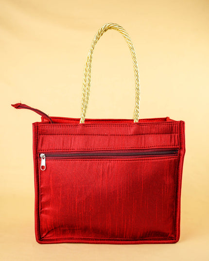 Raw Silk Handbag with Annapakshi Print - WBG2125
