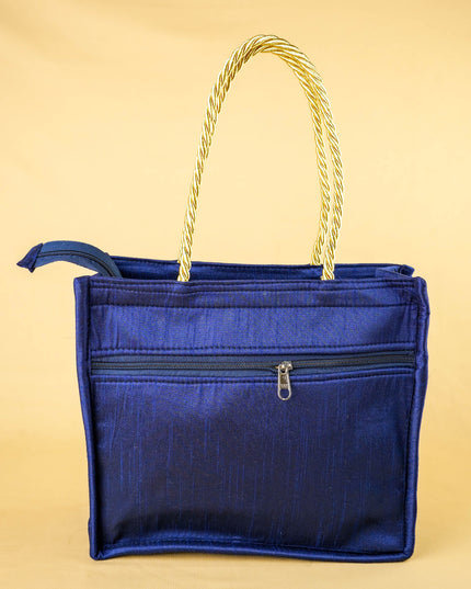 Raw Silk Handbag with Annapakshi Print - WBG2125