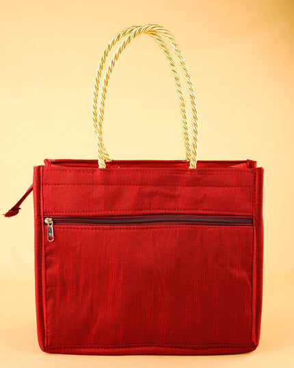 Raw Silk Handbag with Elephant Print - WBG2129