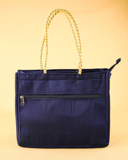 Raw Silk Handbag with Elephant Print - WBG2129