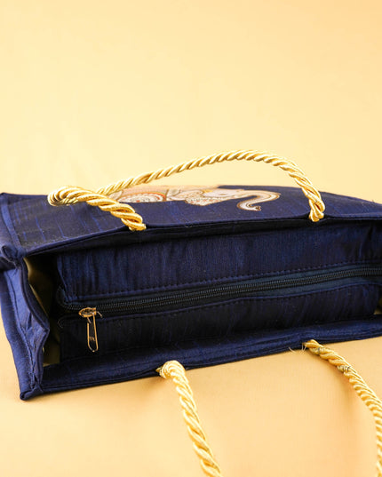Raw Silk Handbag with Elephant Print - WBG2129