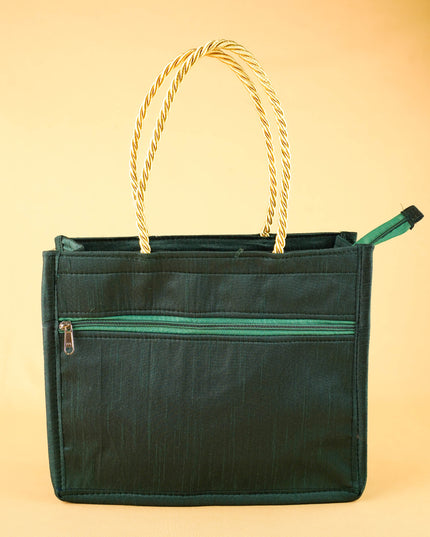 Raw Silk Handbag with Elephant Print - WBG2129