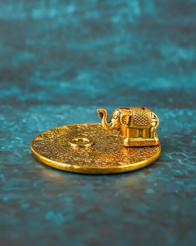Elephant Agarvathi Stand - Gold Finish - WBG2133-1