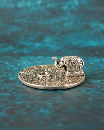 Elephant Agarvathi Stand - Silver Finish - WBG2133-2