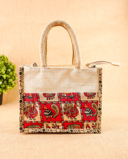 Kalamkari Jute Bag - 10x8 inch - WBG2143