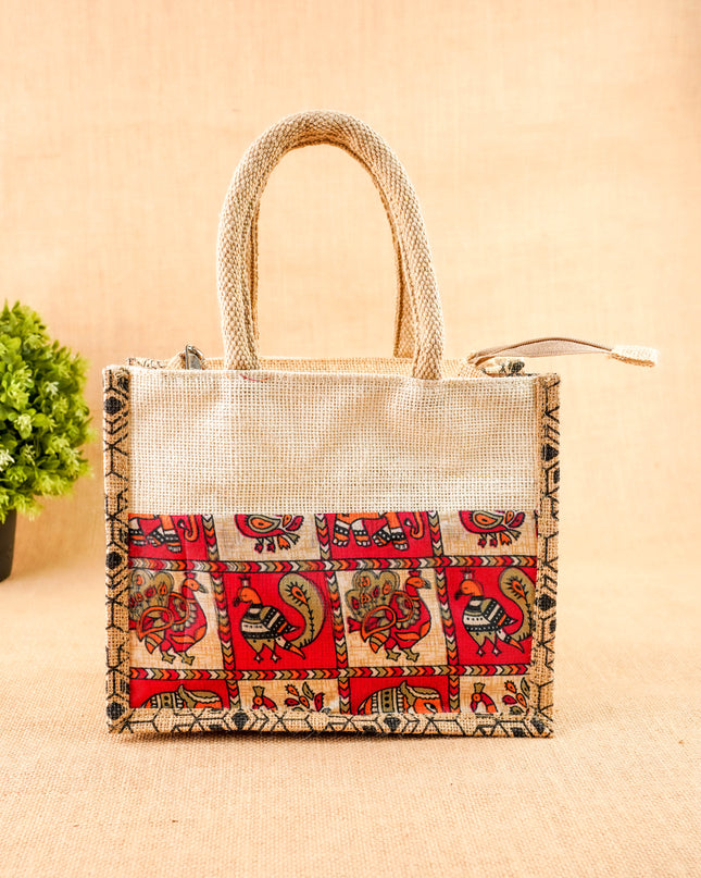 Kalamkari Jute Bag - 10x8 inch - WBG2143
