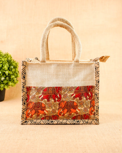 Kalamkari Jute Bag - 10x8 inch - WBG2143
