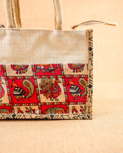 Kalamkari Jute Bag - 10x8 inch - WBG2143