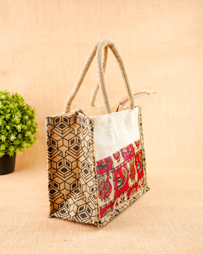 Kalamkari Jute Bag - 10x8 inch - WBG2143