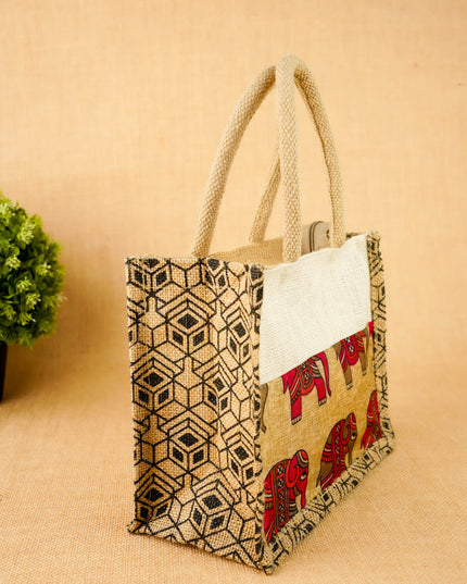 Printed Jute Bag - 10x8 inch - WBG2143