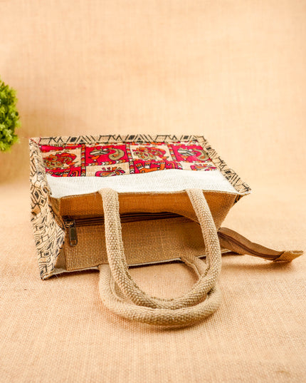 Kalamkari Jute Bag - 10x8 inch - WBG2143