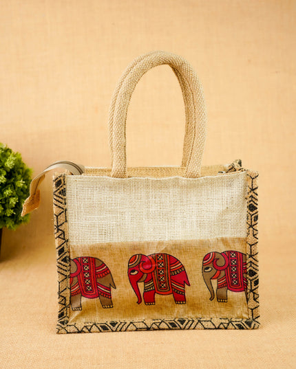 Printed Jute Bag - 10x8 inch - WBG2143