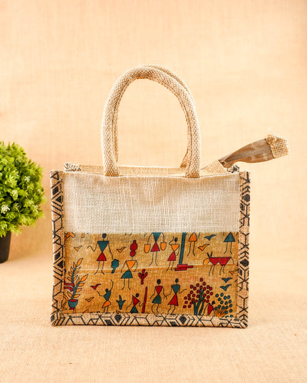 Kalamkari Jute Bag - 10x8 inch - WBG2143
