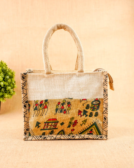 Kalamkari Jute Bag - 10x8 inch - WBG2143