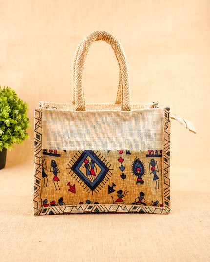 Kalamkari Jute Bag - 10x8 inch - WBG2143