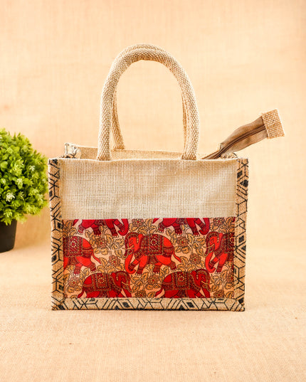 Kalamkari Jute Bag - 10x8 inch - WBG2143