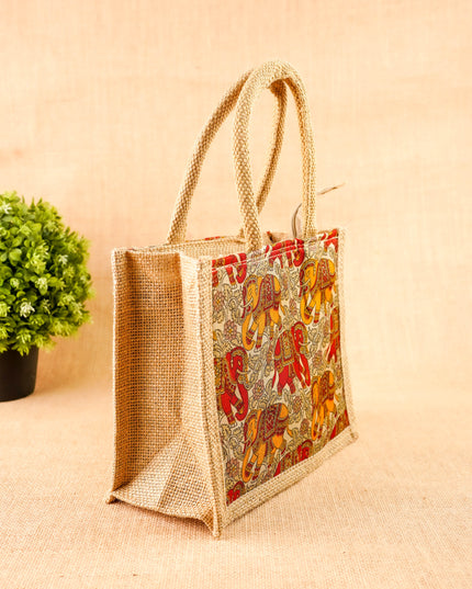 Kalamkari Jute Bag - 10x8 inch - WBG2144