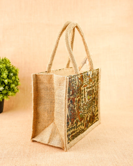 Kalamkari Jute Bag - 10x8 inch - WBG2144