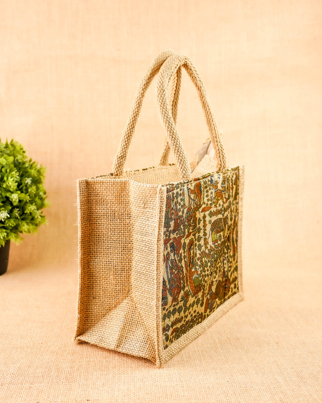 Kalamkari Jute Bag - 10x8 inch - WBG2144