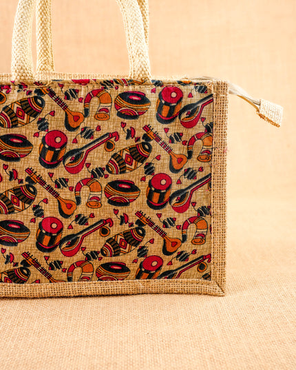 Kalamkari Jute Bag - 10x8 inch - WBG2144
