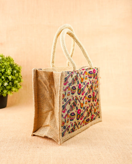 Kalamkari Jute Bag - 10x8 inch - WBG2144