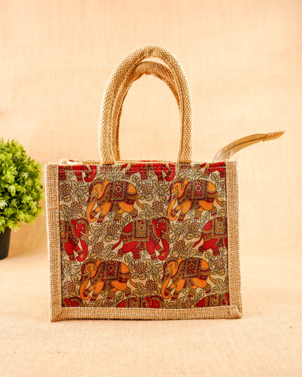 Kalamkari Jute Bag - 10x8 inch - WBG2144