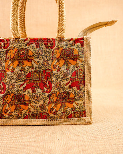 Kalamkari Jute Bag - 10x8 inch - WBG2144
