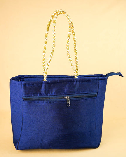Raw Silk Handbag with Kolam Print - WBG2148
