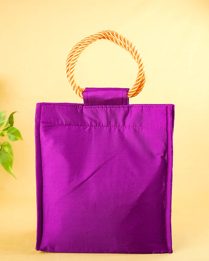 Raw Silk Handbag with Kolam Print - WBG2149