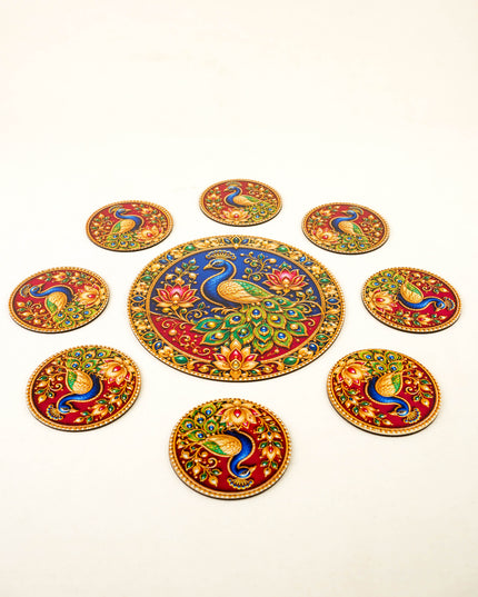 Peacock Decorative Rangoli Set - 8 inch - WBG2154