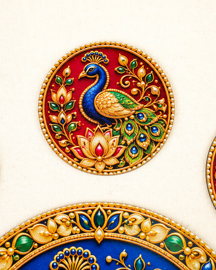 Peacock Decorative Rangoli Set - 8 inch - WBG2154