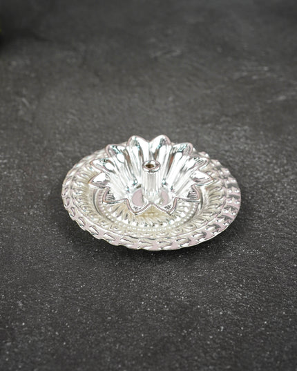 German Silver Flower Diya - 3 inch - WBG2166