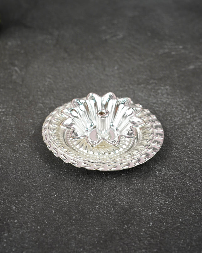 German Silver Flower Diya - 3 inch - WBG2166