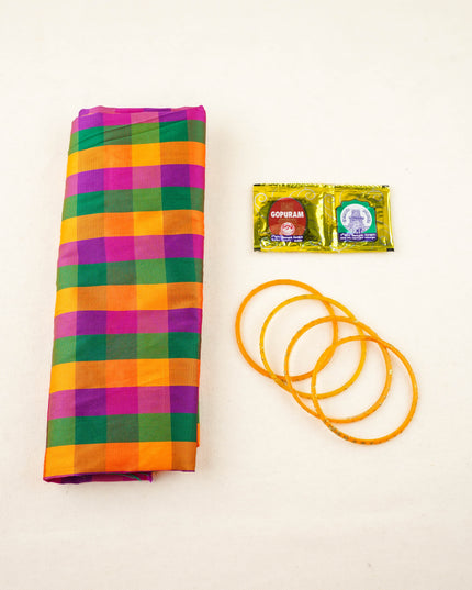Combo: Traditional Checked Blouse Bit & Bangle Manjal Kumkum - WBG2172