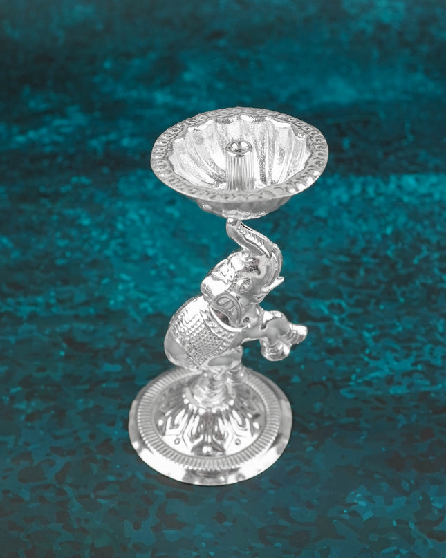 German Silver Diya with Elephant - WBG2173