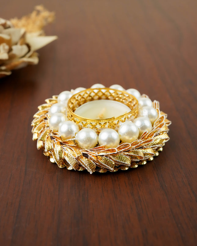 Decorative T Light Holder - Pearl - WBG2179