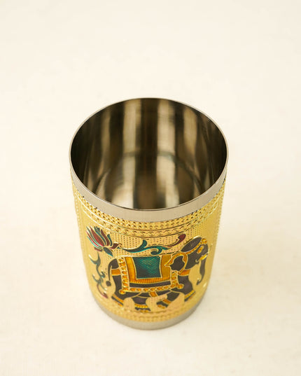 Meenakari Elephant Design Glass - 3 inch - WBG2183