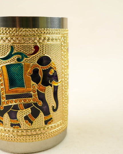 Meenakari Elephant Design Glass - 3 inch - WBG2183