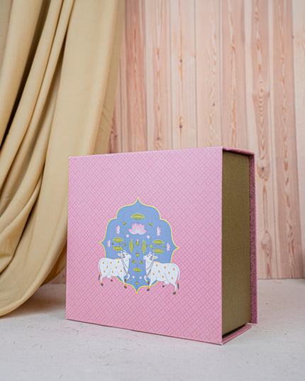 Deepavali: Gift Box with Tin Jar, Ganesha Manjal-Kumkum Holder, T-Light Holder & Thoran - WDC0012