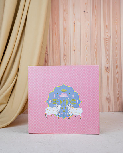 Deepavali: Gift Box with Tin Jar, Ganesha Manjal-Kumkum Holder, T-Light Holder & Thoran - WDC0012