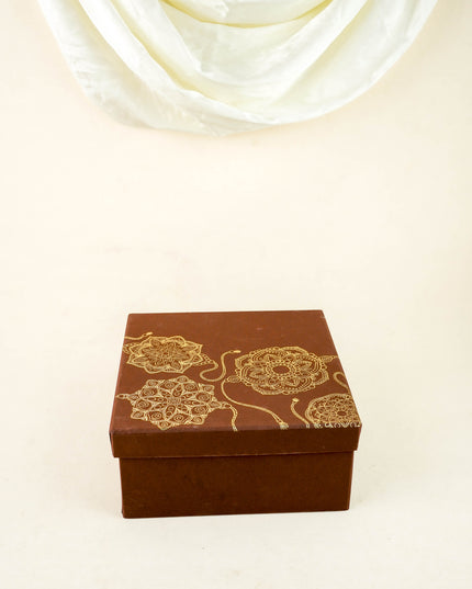 Deepavali: Box with Printed Tin, T Light Holder, Dry Fruits & Cookies - WDC0024