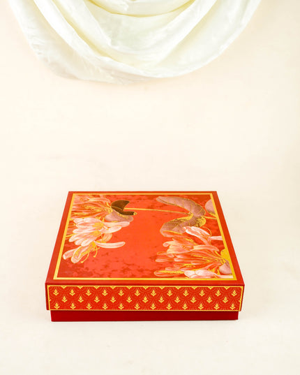 Deepavali: Box with Brass Floral Tray, Crystal Diya, Intense Sticks & Dry Fruits - WDC0026