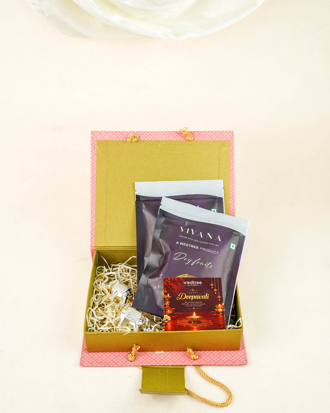 Deepavali: Box with Elephant Idols with Dry Fruits - WDC0027