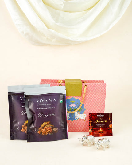 Deepavali: Box with Elephant Idols with Dry Fruits - WDC0027