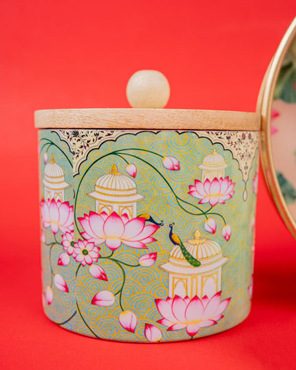 Deepavali: Pichwai Tray with Diya & Pichwai Jar - WDC0004