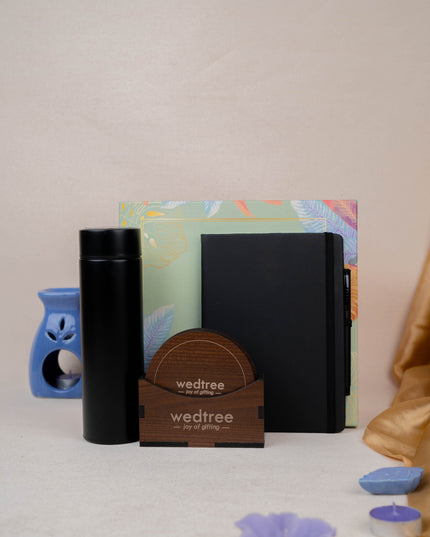Deepavali: Mudivili Box with Flask & Diary with Pen Set & Tea Coaster - WDC0008