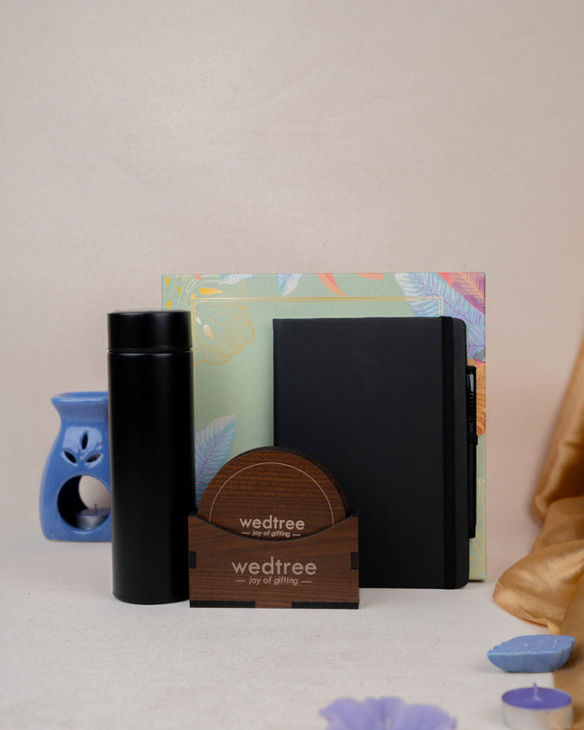 Deepavali: Mudivili Box with Flask & Diary with Pen Set & Tea Coaster - WDC0008