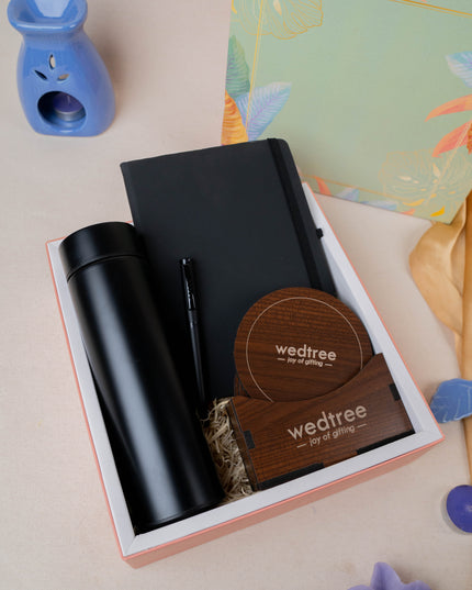 Deepavali: Mudivili Box with Flask & Diary with Pen Set & Tea Coaster - WDC0008