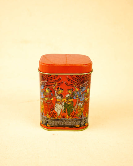 Combo: Mural Tin with Radhakrishna Haldi Kumkum & String Bag - WGC0118