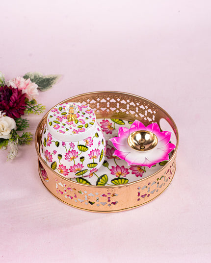 Navratri Combo: Metal Tray Set with Trousseau Packing - WGC0075